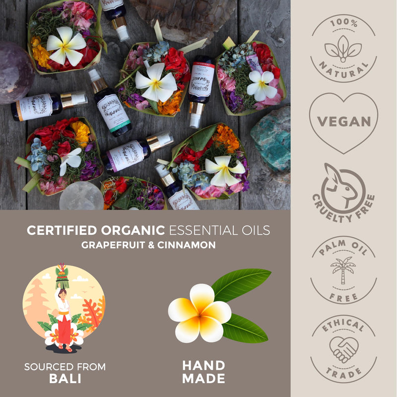 BALIPURA - Healing Crystals Auric blends of essential oils of cinnamon and grapefruit, amethyst, sodalite & clear quartz. "Let Go" Aura Mist Handmade in Bali, 100ml Let go - NewNest Australia