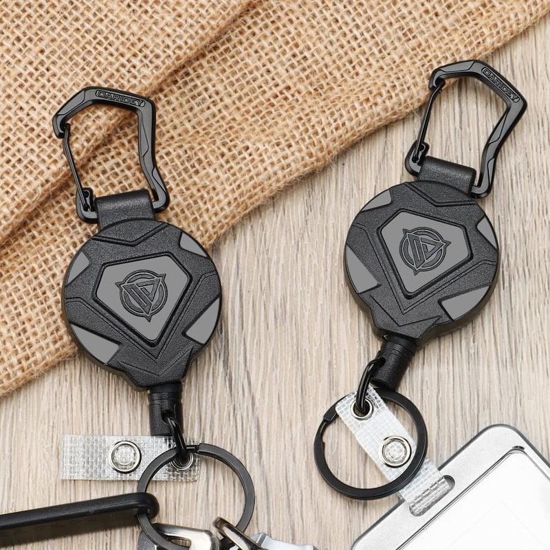 Oaridey 2 Pack Retractable Keychain Heavy Duty, Badge Reels Retractable, Tactical ID Badge Holder with Upgraded Zinc Alloy Carabiner, 31.5'' Coated Steel Cord, Bearing 8.0 oz - NewNest Australia