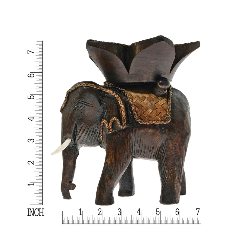 NewNest Australia - AeraVida Royal Elephant with Flower Candle Holder Rain Tree Wood Handmade 