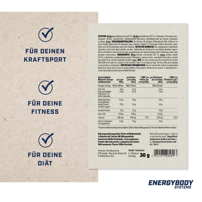 Energybody Nature Whey Protein Powder Sample Pack 2-5 X 30 G - Sugar And Low-Fat Whey Protein Powder Without Artificial Thickeners / Protein Powder Sample Pack / Protein Powder Sample Set - NewNest Australia