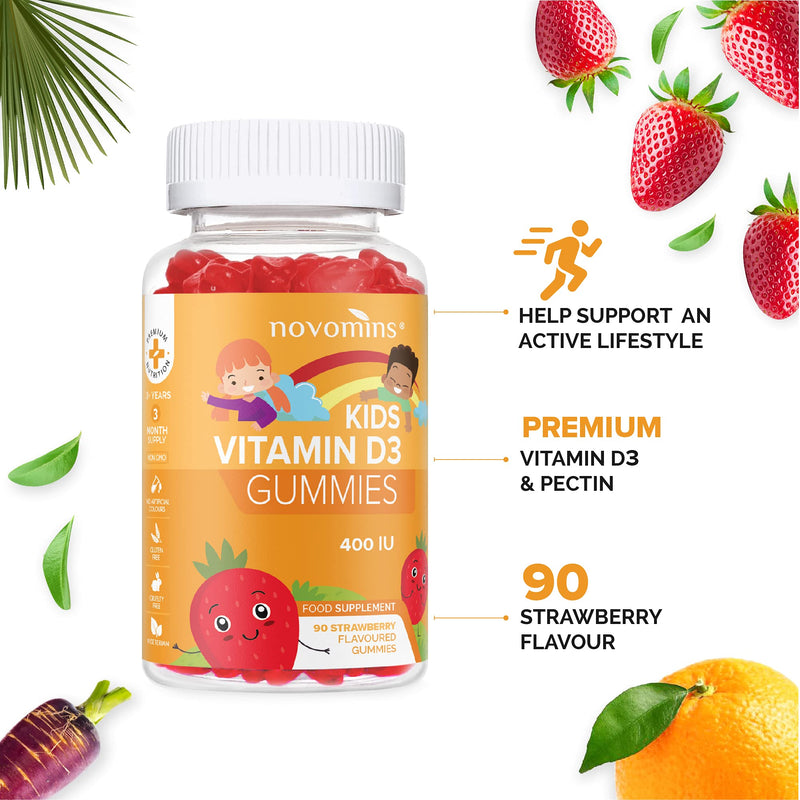 Kids Vitamin D - 3 Month Supply - Kids Vitamins – Vitamin D Gummies – 90 Chewable Kids Vitamin D - Vegetarian - Gluten Free – Childrens Vitamin D – Kids Vitamin D by Novomins - NewNest Australia