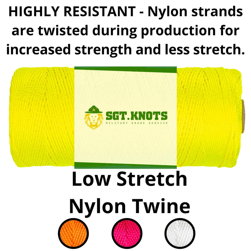 GT KNOTS Twisted Nylon Mason Line #18 - Twine String for DIY Project, Crafting (275 feet - Fluorescent Yellow) 275ft - Single Roll - NewNest Australia