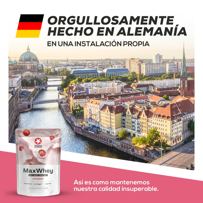MaxiNutrition 100% Whey Premium Protein Powder Strawberry 420g, without artificial flavors, protein powder made from 100% whey, makes 14 protein shakes with 23g protein each, low carb, including vitamin B6, Made in Germany - NewNest Australia