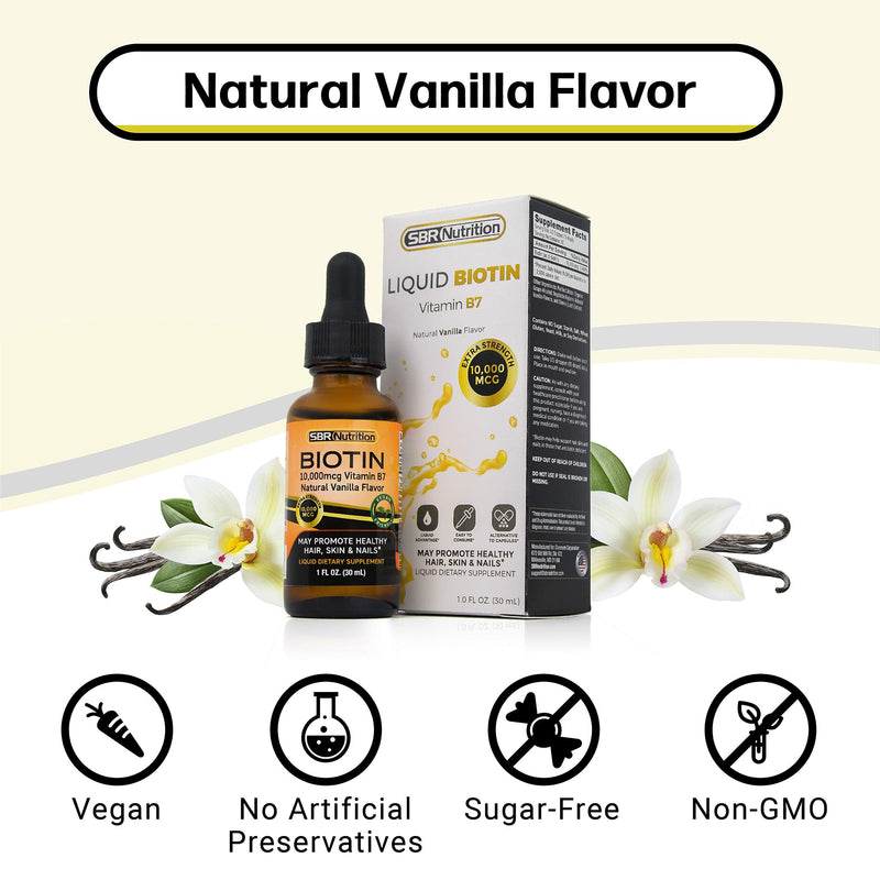 MAX Absorption Biotin Liquid Drops, 10000mcg of Biotin Per Serving, 60 Serving, No Artificial Preservatives, Vegan Friendly, Supports Hair Growth, Strong Nails and Glowing Skin, Made in USA - NewNest Australia