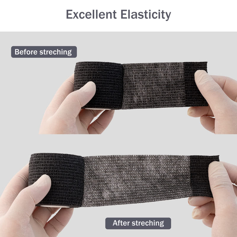 Ez Tattoo Grip Tape - Pack Of 12 (5 Cm X 4.5 M) Self-Adhesive Bandage For Swelling Of Wrist And Ankle Sprains, Disposable Roll Tattoo Grip Tube Tape For Tattoo Machine (Black) - NewNest Australia