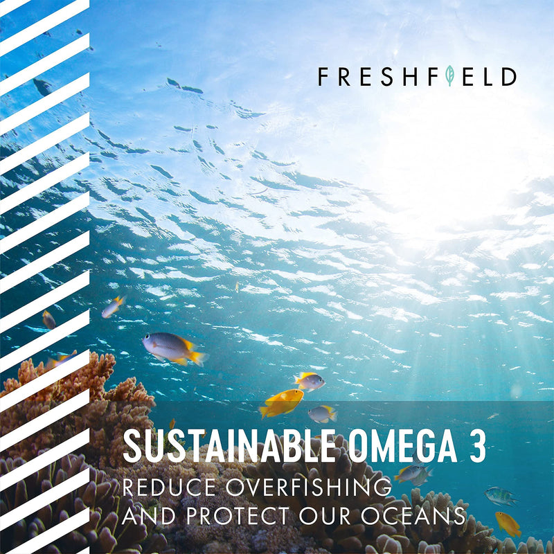 Freshfield Vegan Omega 3 DHA Supplement: Premium Algae Oil, 2 Month Supply, Plant Based, Sustainable, Premium and Mercury Free. Better Than Fish Oil! Supports Heart, Brain, Joint Health - w/ DPA Natural 60 Count (Pack of 1) - NewNest Australia