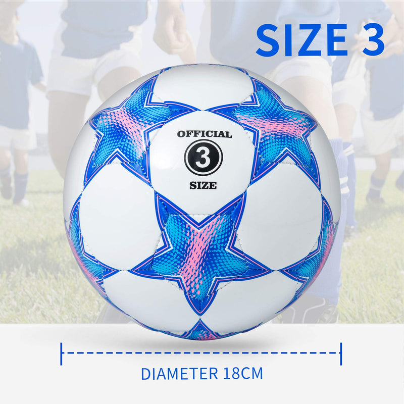 Soccer Ball Size 3 for Kids, Runleaps Ball Toys with Star Pattern Official Size Soccer Balls for Training, Playing, Boys, Girls, Toddlers Age 3 - 8 ( Blue ) Blue-Pink - NewNest Australia
