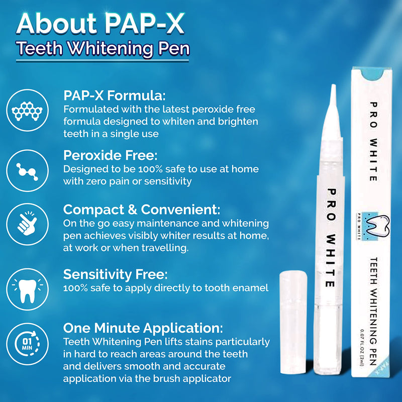 Pap-X Pro White Teeth Whitening Pen - Professional Advanced Teeth Whitening Pen - 100% Safe for Enamel - Vegan - for Sensitive Teeth - Rapid Results - Clinically Proven - NewNest Australia