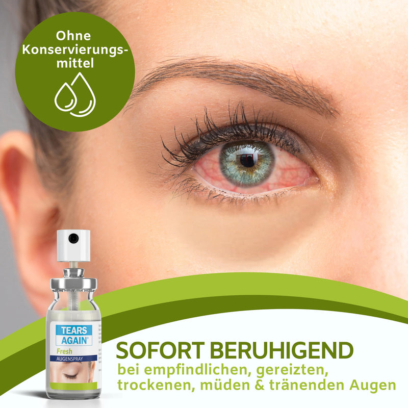 TEARS AGAIN Fresh 10ml - Eye spray against dry eyes, also suitable for children - Helps with tired and irritated eyes - No preservatives - Fresh eyes with menthol - NewNest Australia