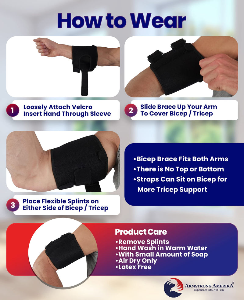 Bicep Tendonitis Brace Compression Sleeve - Triceps & Biceps Muscle Support For Upper Arm Tendonitis Pain Relief Or Bicep Strains (S/M Bicep 6 to 10") S/M (Bicep 6 to 12 Inches) - NewNest Australia