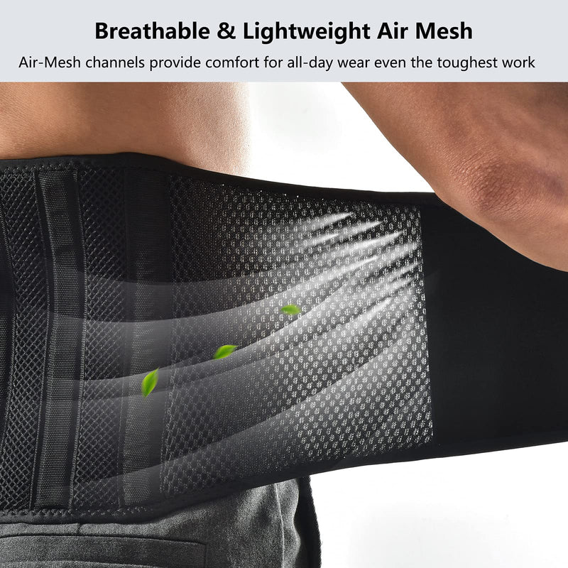 FREETOO Air Mesh Back Brace for Men Women Lower Back Pain Relief with 7 Stays, Adjustable Back Support Belt for Work , Anti-skid Lumbar Support for Sciatica Scoliosis (S(waist:27''-36''), Black) S(waist:27''-36'') 1 - NewNest Australia