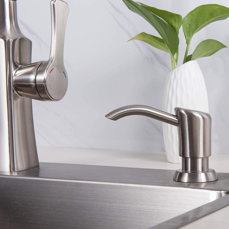 GAGALIFE Built in Sink Soap Dispenser or Lotion Dispenser for Kitchen Sink, Brushed Nickel ABS Pump Head, with 13 Ounce Large PET Soap Bottle - NewNest Australia