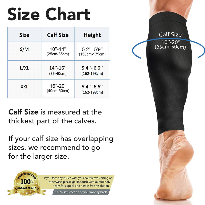 Calf Compression Sleeves for Men & Women - Shin Splints and Calf Support Brace - Compression Calf Guards - Leg Socks for Torn Muscle Cramps (Pair) S-M Black (No Logo) - NewNest Australia