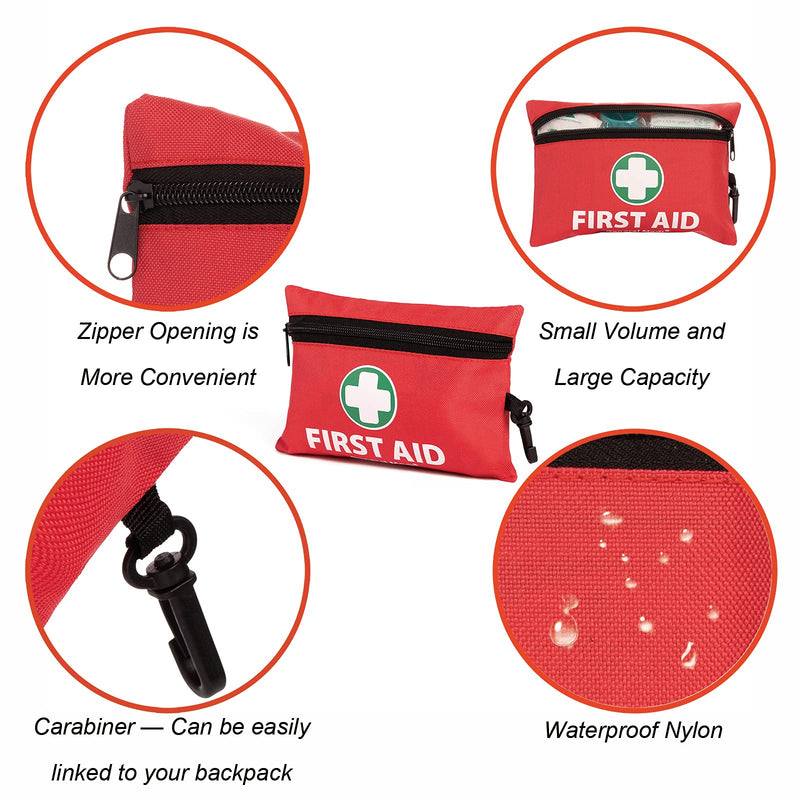 Mini First Aid Kit, 110 Pieces Small First Aid Kit - Includes Emergency Foil Blanket, CPR Respirator, Scissors for Travel, Home, Office, Vehicle, Camping, Workplace & Outdoor (Red) 110 Piece Set - NewNest Australia