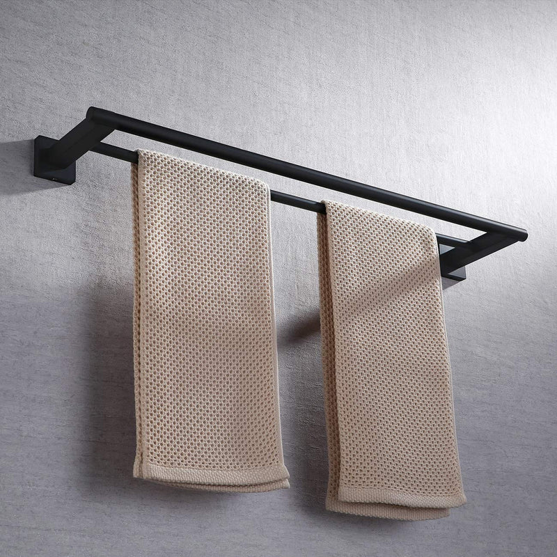 KLXHOME Matte Black Double Bath Towel Bar 24-Inch SUS 304 Stainless Steel Towel Holder Rack for Bathroom, A02B60B - NewNest Australia