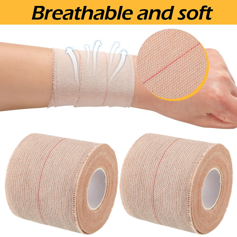 2 Rolls Adhesive Elastic Tape Bandage Tape Wrap Flexible Stretch Bandages for Sports Ankle, Knee and Wrist Sprains (Beige,2 Inch Wide) Beige 15 Foot (Pack of 2) - NewNest Australia