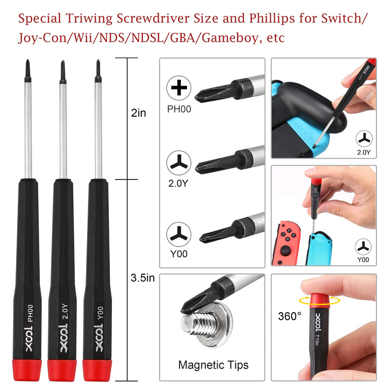 Triwing Screwdriver 17 in 1 Professional Screwdriver Game Bit Repair Tools Kit for Switch/Switch Lite/JoyCon, NES/SNES/DS/DS Lite/Wii/GBA Large - NewNest Australia