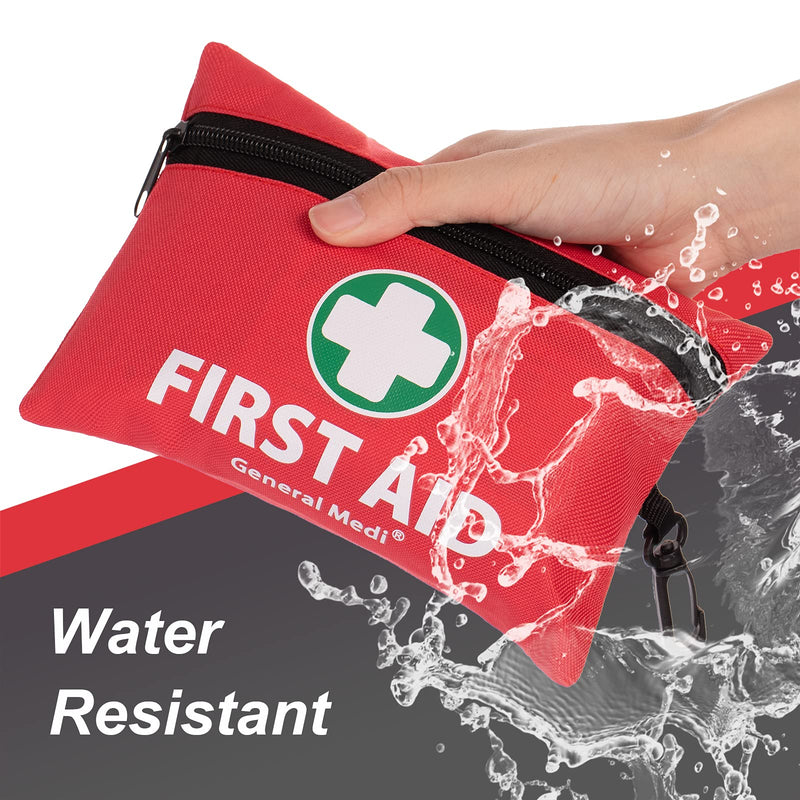 Mini First Aid Kit, 110 Pieces Small First Aid Kit - Includes Emergency Foil Blanket, CPR Respirator, Scissors for Travel, Home, Office, Vehicle, Camping, Workplace & Outdoor (Red) 110 Piece Set - NewNest Australia