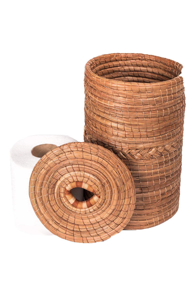 JOSE ARTESANO Pine Needle (Ocoxal) Toilet Paper Holder Stand, 6.3 in X 9.8 in, 100% Sustainable, Natural, Rustic, Organic and Vegan - NewNest Australia