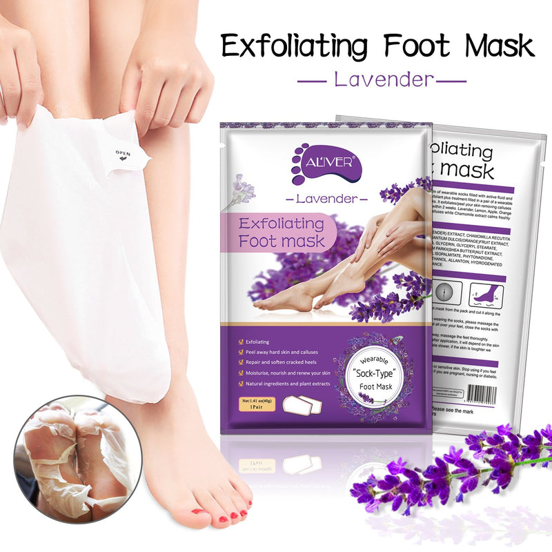 Foot Peel Mask 5Pack, Foot Mask for Hard Skin, Feet Exfoliating Socks for Calluses - Pedicure Hard Skin Remover, Foot Peeling Socks for Men and Women (Lavender) - NewNest Australia