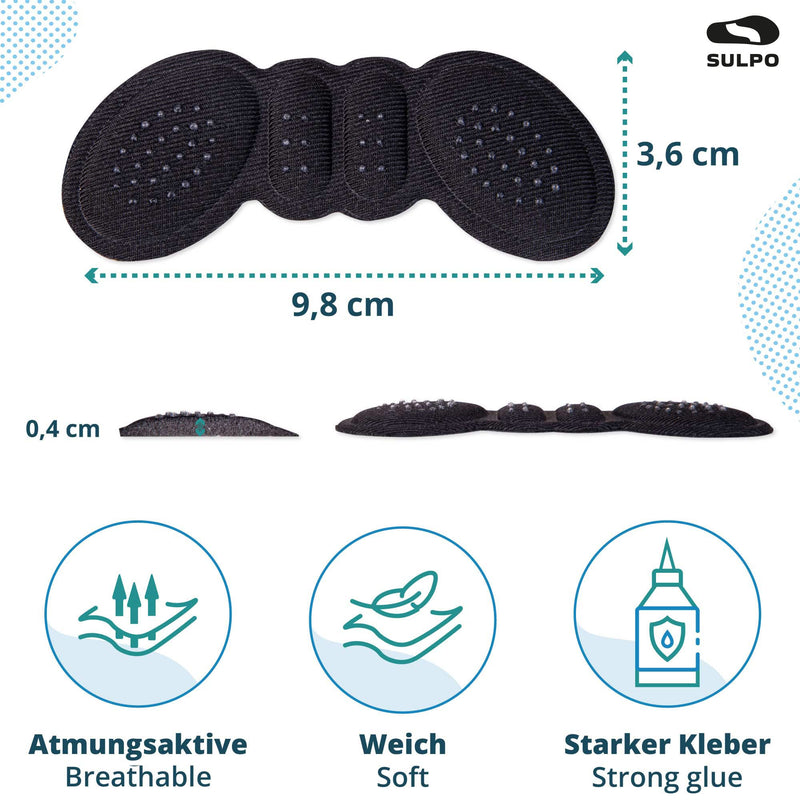 SULPO insoles for shoes that are too big set - 3 pairs of heel pads 3 pairs of toe fillers - shoe reduction - heel holder, toe protector - heel pad, heel shoe pad, shoe filler black - NewNest Australia