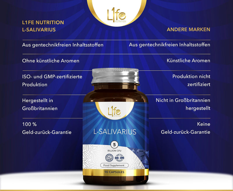 Ln Lactobacillus Salivarius | 90 Lactobacillus Salivarius Probiotic Capsules - 5 Billion Kbu L Salivarius Per Capsule | Probiotics | Gmo-Free, Gluten And Allergen Free | Made In Uk - NewNest Australia