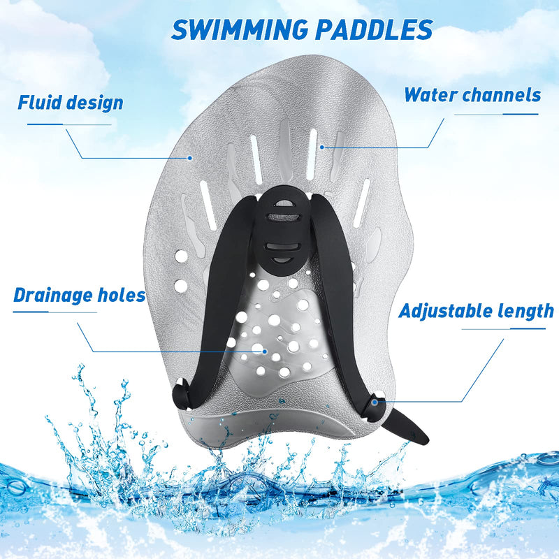 FalinLego Swimming Paddles for Hands, Swimming Training Hand Paddles with Adjustable Straps, Swim Paddles for Adult Children Unisex Professional Swimming Accessories (1 Pair) Silver - NewNest Australia
