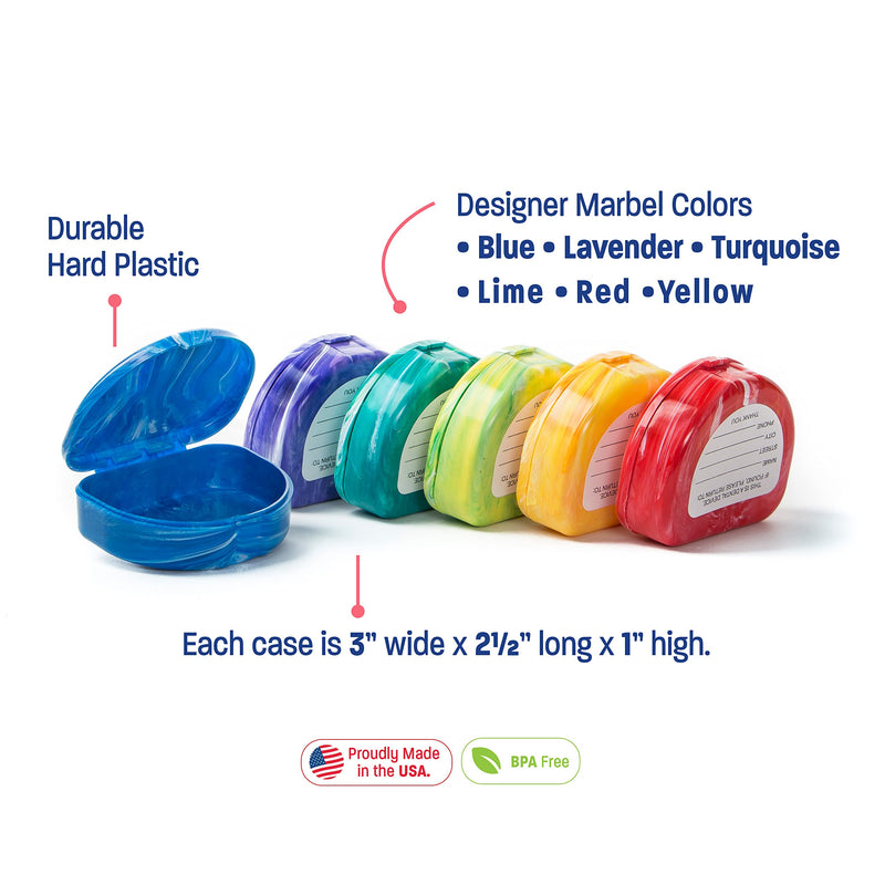Marble Retainer Cases with Labels - Pack of 3 (colors may very) - NewNest Australia