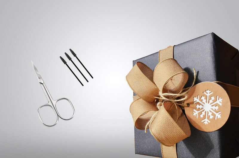 Eyebrow scissors and three eyebrow brushes, beard and nose scissors eyelash with curved craft stainless steel scissors - NewNest Australia