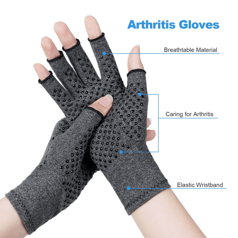 ACWOO Arthritis Gloves, Compression Gloves Therapy for Arthritis Pain Relief, Hand Fatigue, Anti-Slip Fingerless Design for Women and Men, Provide Support for Hands and Finger Joint, Grey(M) Grey Dispensing M - NewNest Australia
