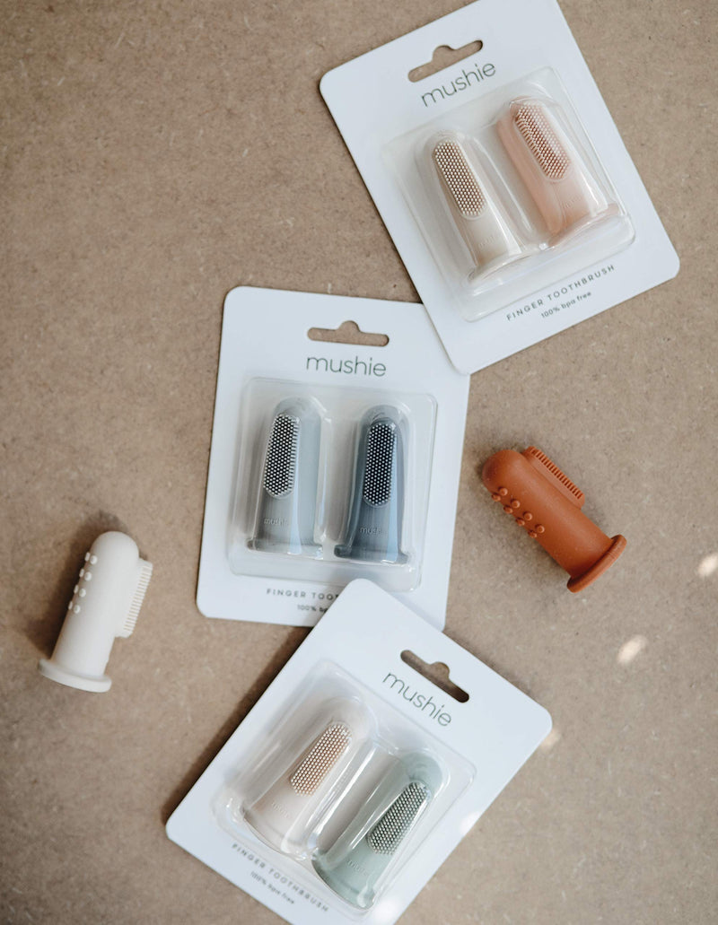 mushie Baby Finger Toothbrush (Blush/Shifting Sand) 2-Pack Blush/Shifting Sand - NewNest Australia