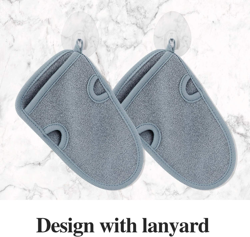 Pack of 2 peeling gloves rough for body, shower sponge body face - peeling for hammam, sauna, shower, body peeling & massage gloves (gray) grey - NewNest Australia