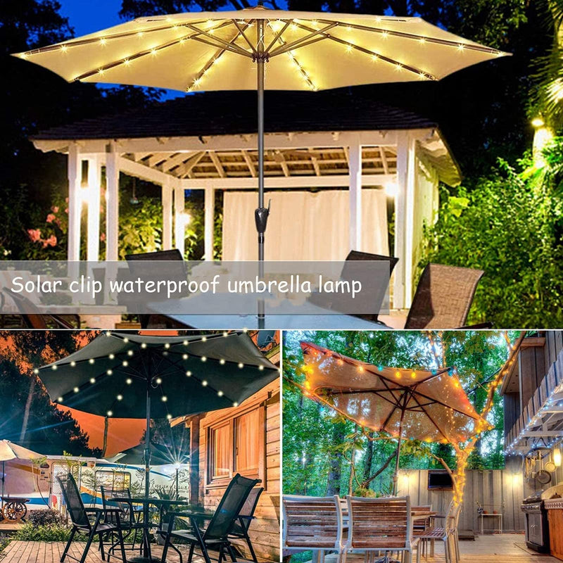 Solar Umbrella Lights,Patio Umbrella Lights with 8 Modes 3V 112 Led Medium Solar Panel Clip Outdoor Waterproof Umbrella Lights for Beach Tent Garden Camping Party Decoration(Warm White) Medium Clip Solar Powered - NewNest Australia