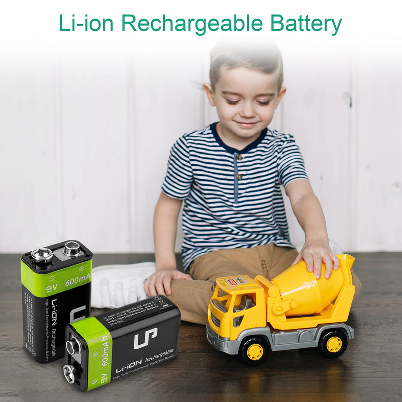 9V Rechargeable Battery Charger Pack，LP 2-Pack 9 Volt Lithium-ion/Ni-MH/Ni-CD Batteries & 2-Bay Battery Charger for Alarms, Wireless Microphones, (2-Pack 9V Batteries with Charger) 2-Pack 9V Batteries with Charger - NewNest Australia