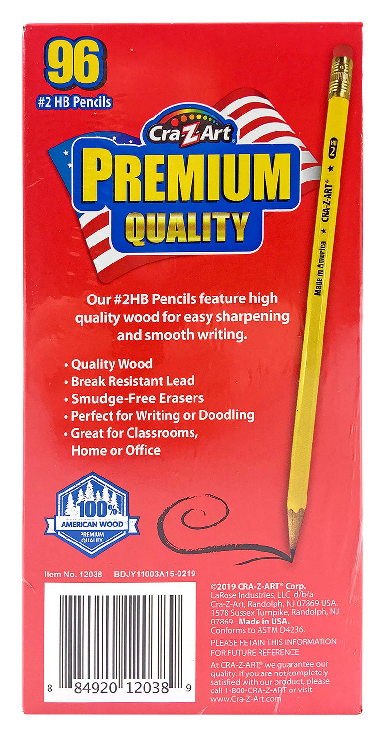 Cra-Z-Art Wood Cased Unsharpened #2 HB Yellow Pencils 96 Pack - NewNest Australia