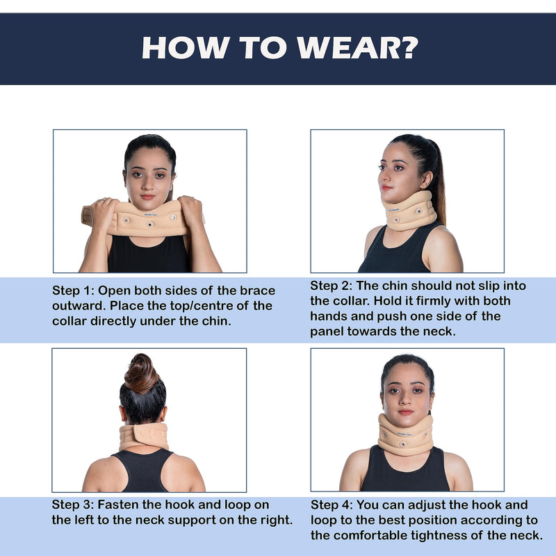 WC- Soft Cervical Collar Adjustable Collar Neck Support Brace, Neck Support Soft Neck Collar Neck Brace for Neck Pain and Support for Women & Men-Large Large Beige - NewNest Australia