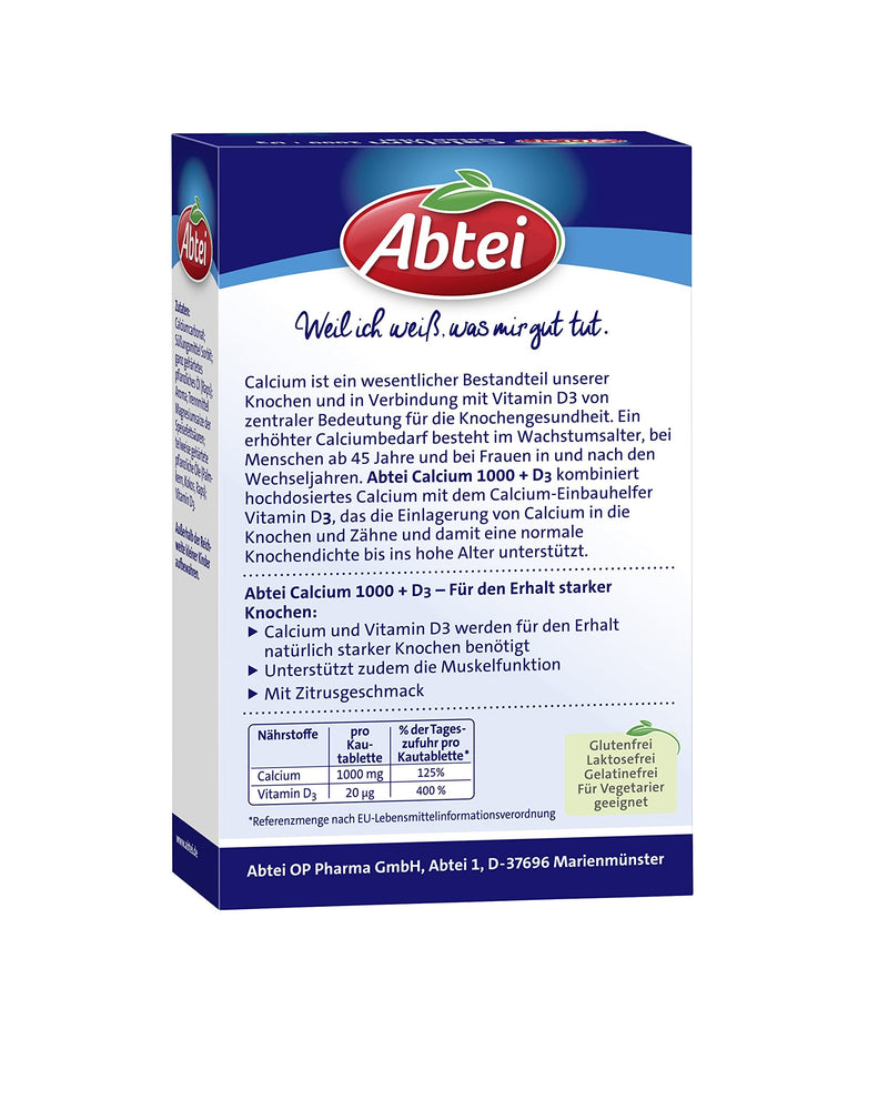 Abbey Calcium 1000 + D3 Osteo Vital, chewable tablets, 30 pieces (1 x 113g) - NewNest Australia
