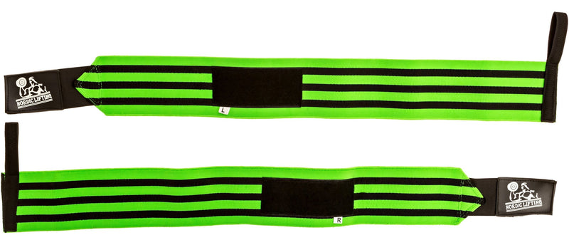 Nordic Lifting Wrist Wraps Super Heavy Duty (1 Pair/2 Wraps) 24" Support for Weight Lifting | Powerlifting | Gym | Cross Training- Weightlifting Thumb Loop - Men & Women Green - NewNest Australia