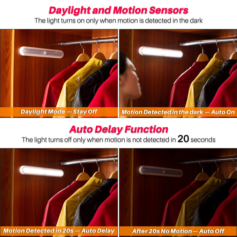 Motion Sensor Light Indoor, STAR-SPANGLED Stick on Lights Battery Powered, Closet Lights Motion Activated Operated, LED Night Stair Lights for Under Cabinet, Hallway, Kitchen, Wall (Cool White, 2Pack) 2 Pack Cool White, 2 Pack - NewNest Australia