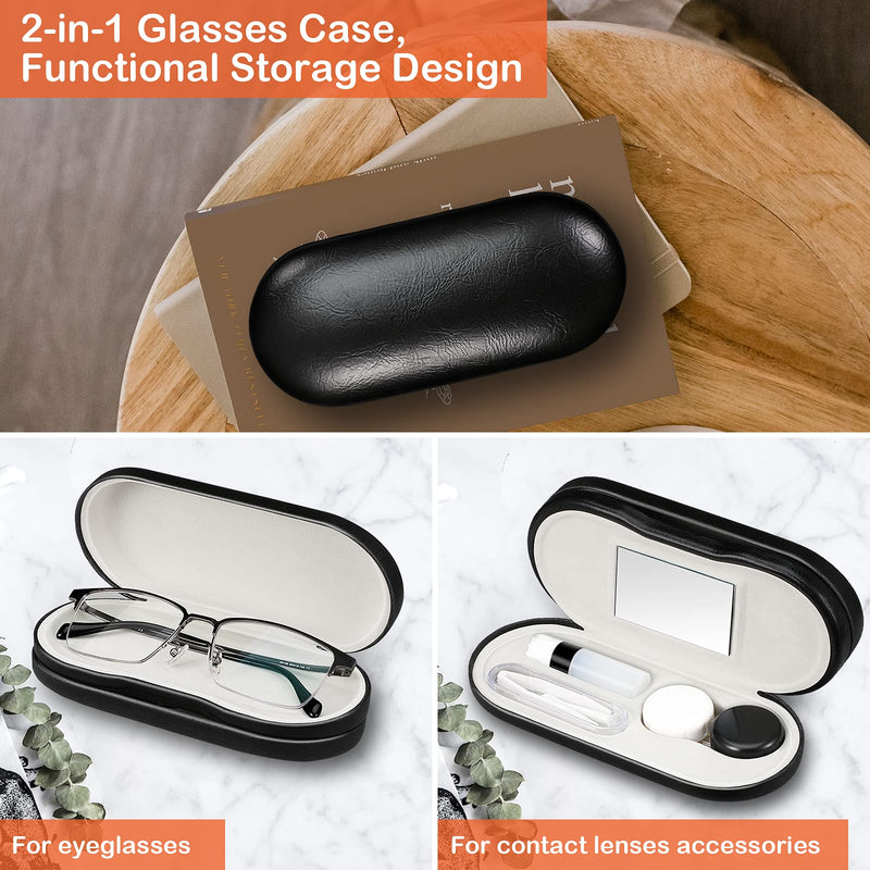 Kenobee Glasses Case, Contact Lens Case With Mirror, Tweezers And Suction Cup, Portable Double-Sided 2 In 1 Glasses Case, Contact Lens Case For Glasses, Reading Glasses, Contact Lenses (Black). - NewNest Australia