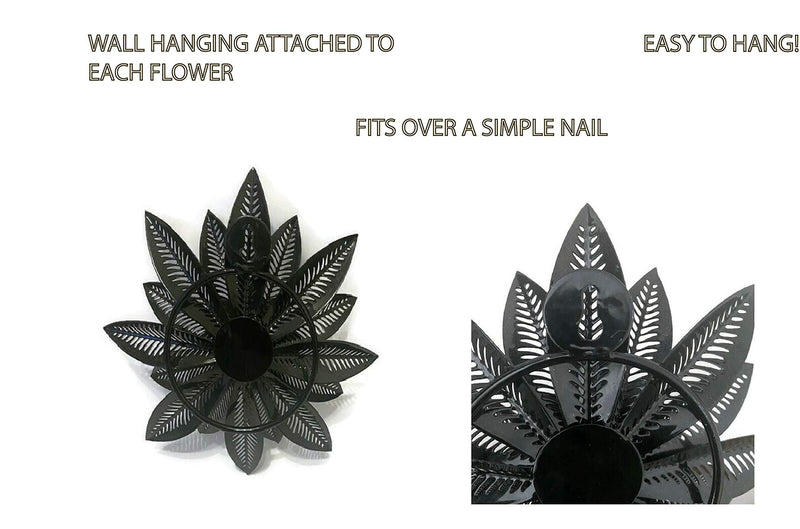 NewNest Australia - Metal Flower Wall Art Decor - Set of 3 – Rustic/Contemporary Multiple Layer Decorative Floral Sculptures – Living Room, Bedroom, Dining Room, Outdoors 