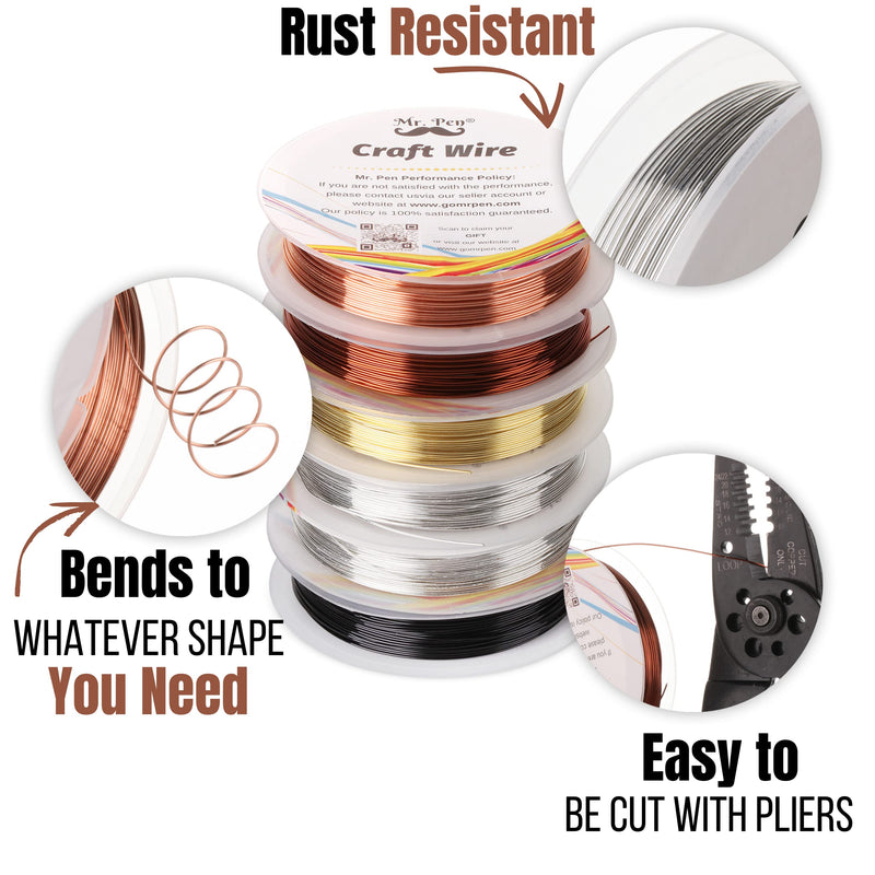 Mr. Pen- Beading Wire for Jewelry Making, 24 Gauge, 6 Rolls,19.6 Feet Each, Jewelry Wire, Wire for Jewelry Making, Beading Wire, Crafting Wire, Jewelry Making Wire, Bendable Wire - NewNest Australia