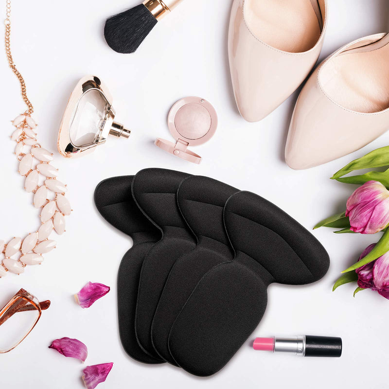 2 Pairs Heel Shoe Grip Heel Cushion Pads Liner Self Heel Inserts Self-Adhesive Shoe Insoles Foot Care Protector Sticky Heel Cushion Inserts for Women Men (Black) Black - NewNest Australia