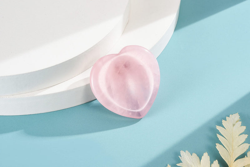 CrystalTears Rose Quartz Crystal Worry Stone Heart Shape Healing Crystals Thumb Worry Stone Polished Pocket Palm Stone for Anxiety Stress Relief Meditation Reiki Healing - NewNest Australia