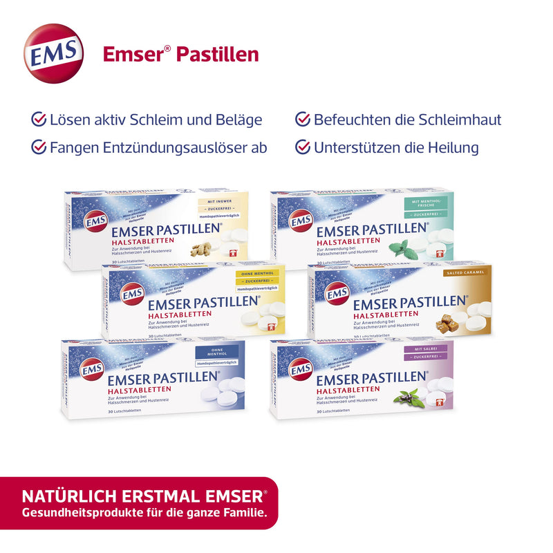 Emser Pastilles Throat Lozenges With Menthol Freshness, Sugar-Free - For Sore Throats, Coughs And Difficulty Swallowing - 30 Pieces Of Menthol Freshness, Sugar-Free - NewNest Australia