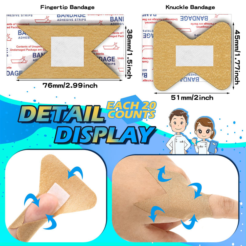 100 Pieces 5 Styles Flexible Fabric Adhesive Bandages Adhesive Knuckle Bandages and Fingertip Bandages Prevent Infection for First Aid and Wound Care for Small Cuts Scrapes - NewNest Australia