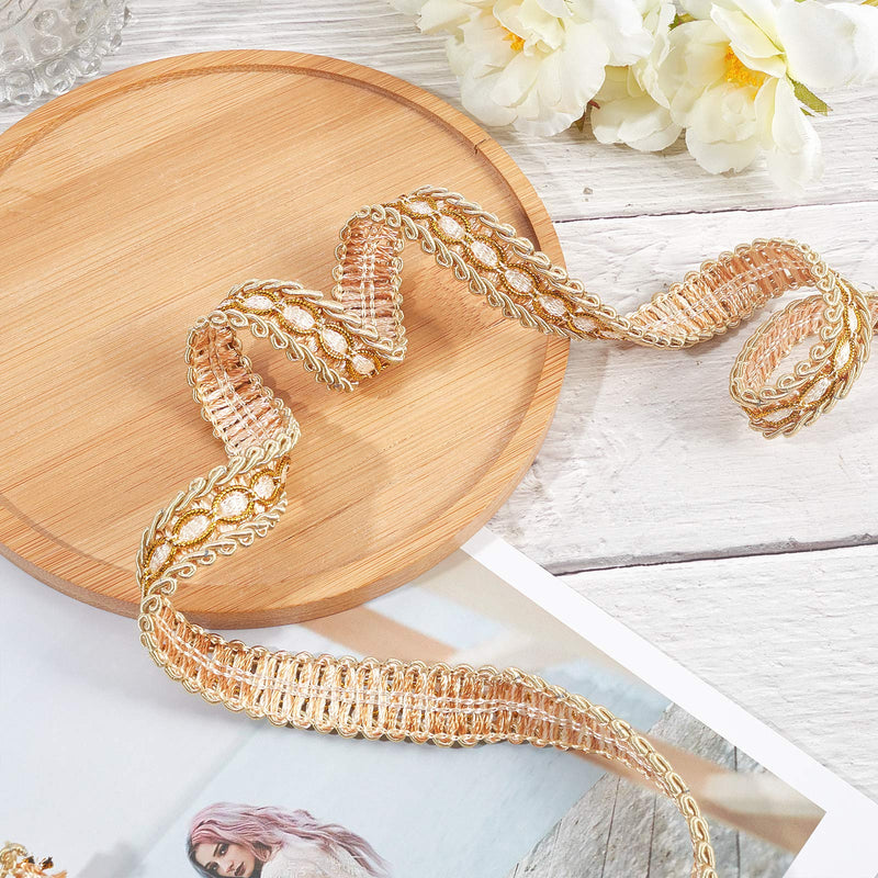 FINGERINSPIRE Gold Braid Trim 5/8" X 12.5 Yards Polyester Ribbon Woven Gimp Fringe Trim for Costume DIY Crafts Sewing Jewelry Making Home Decoration - NewNest Australia