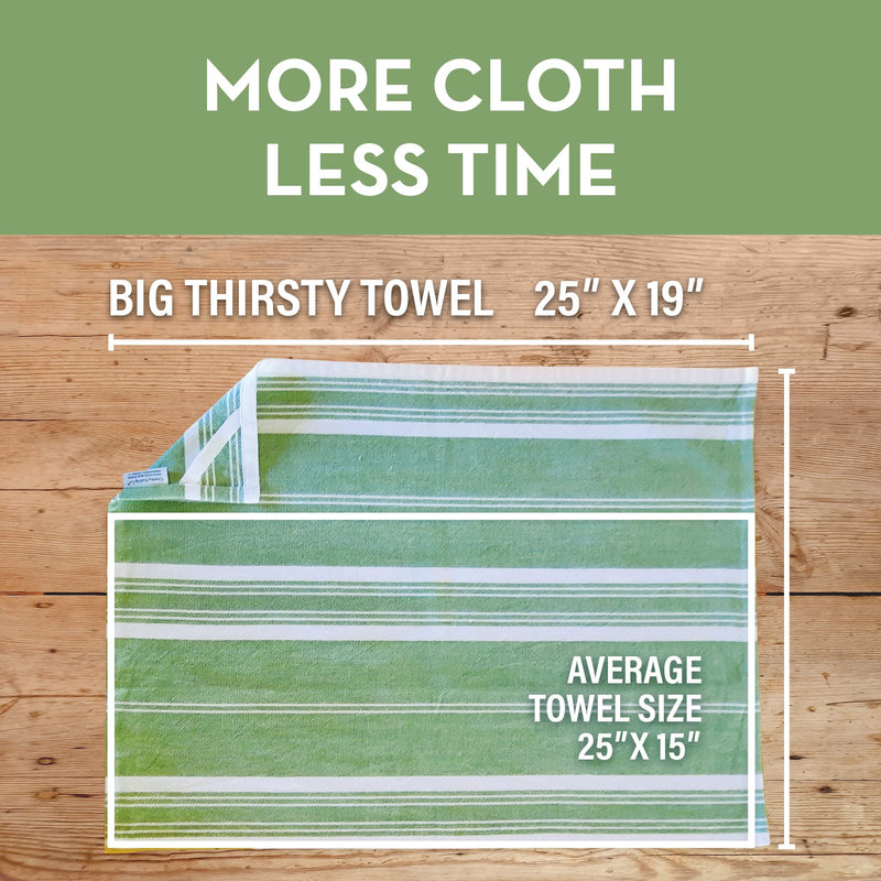 Big Thirsty Dish Towels - Organic Cotton Super Absorbent Kitchen Towels, Set of 4, Green and White Stripe  Soft Weave Machine Washable Tea Towels - 25 x 19 - NewNest Australia