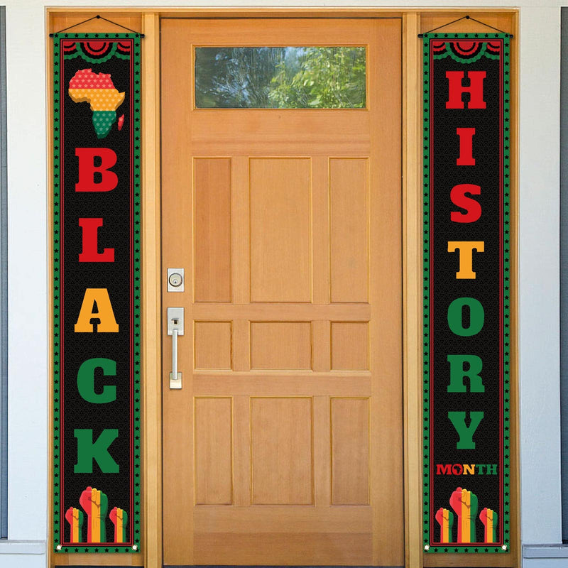 Black History Month Front Door Banner February Black Pride Juneteenth Indoor Outdoor Porch Wall Yard Mantle Fireplace Decoration - NewNest Australia