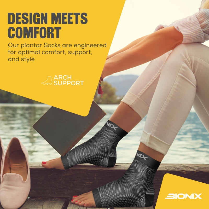 Plantar Fasciitis Foot Socks | Best Compression Sleeve for Ankle Arch & Heel Achilles Tendon Supports Brace | Men and Women Night Splint Pain Relief | Black S/M (Women 2 to 5.5 / Men 5.5 to 8) - NewNest Australia